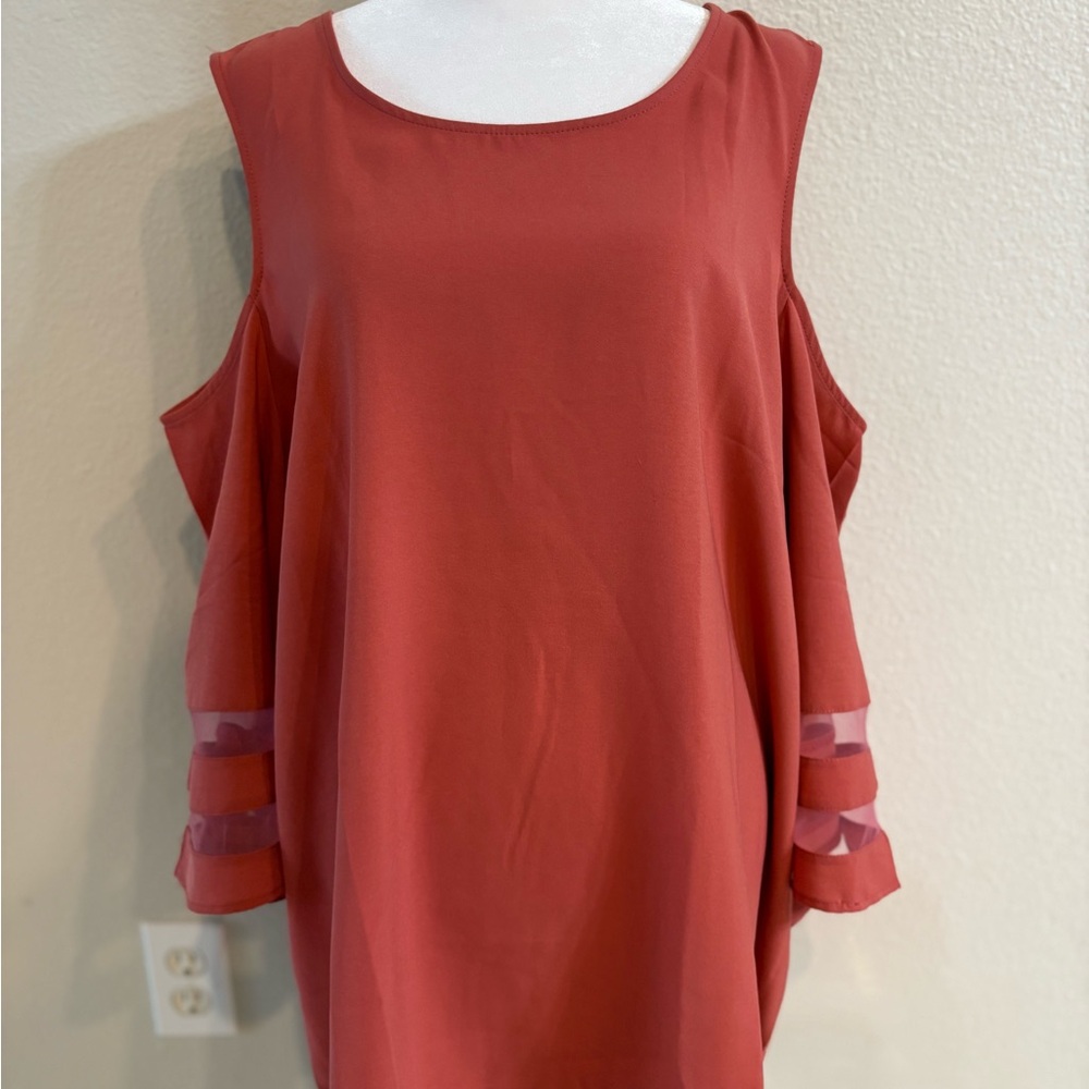Coral Cut Out “Cold Shoulder” Top